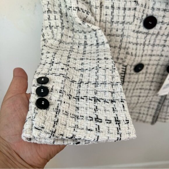 Zara, Textured Double-Breasted Blazer - White/Black. Size: M. NWT. - Picture 14 of 16